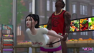 Bride enjoying the last days before getting married. Sex in the supermarket - Interracial cheating