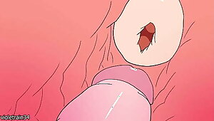 Bakugo fucks Uraraka Ochaco while he grabs her tits and then cums inside her